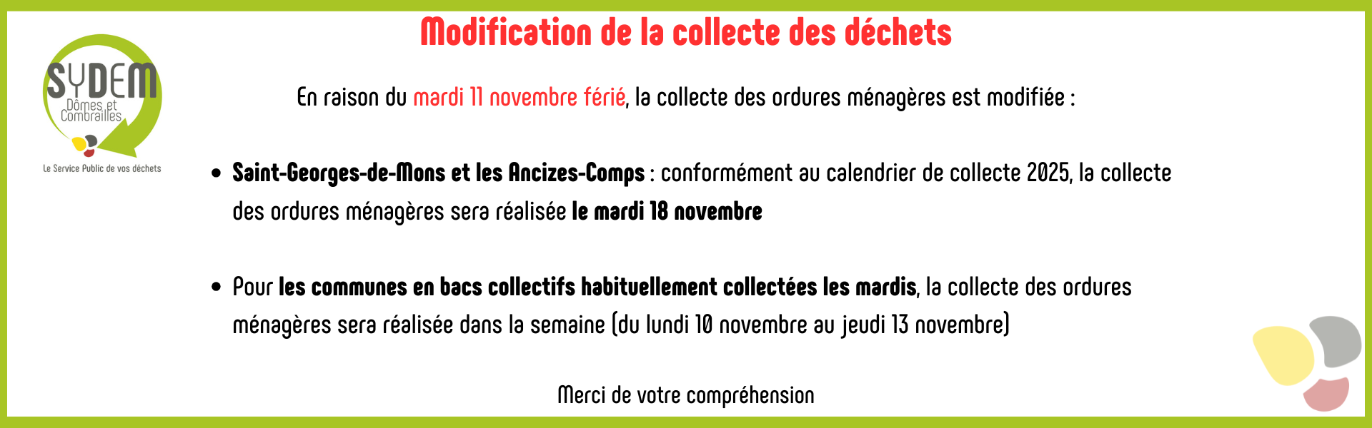 rattrapage collecte jour férié