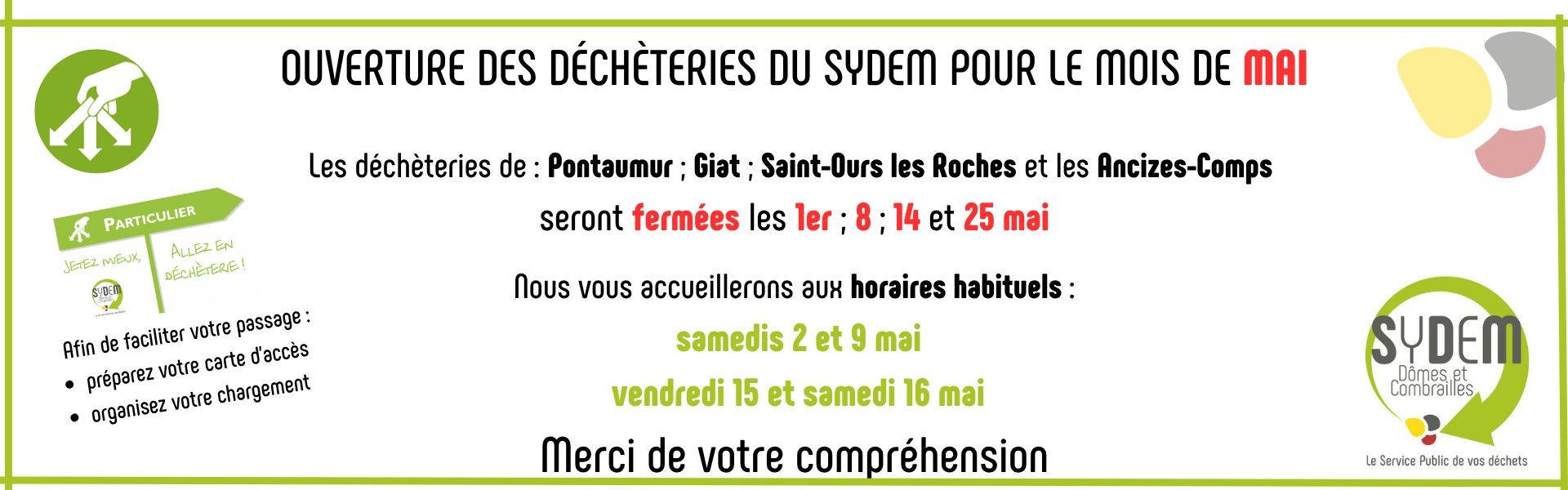 FERMETURE EXCEPTIONNELLE DES DECHETERIES