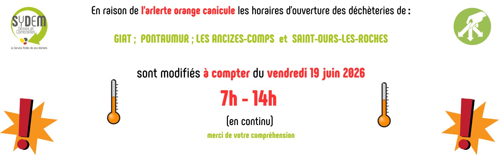 FERMETURE EXCEPTIONNELLE DES DECHETERIES