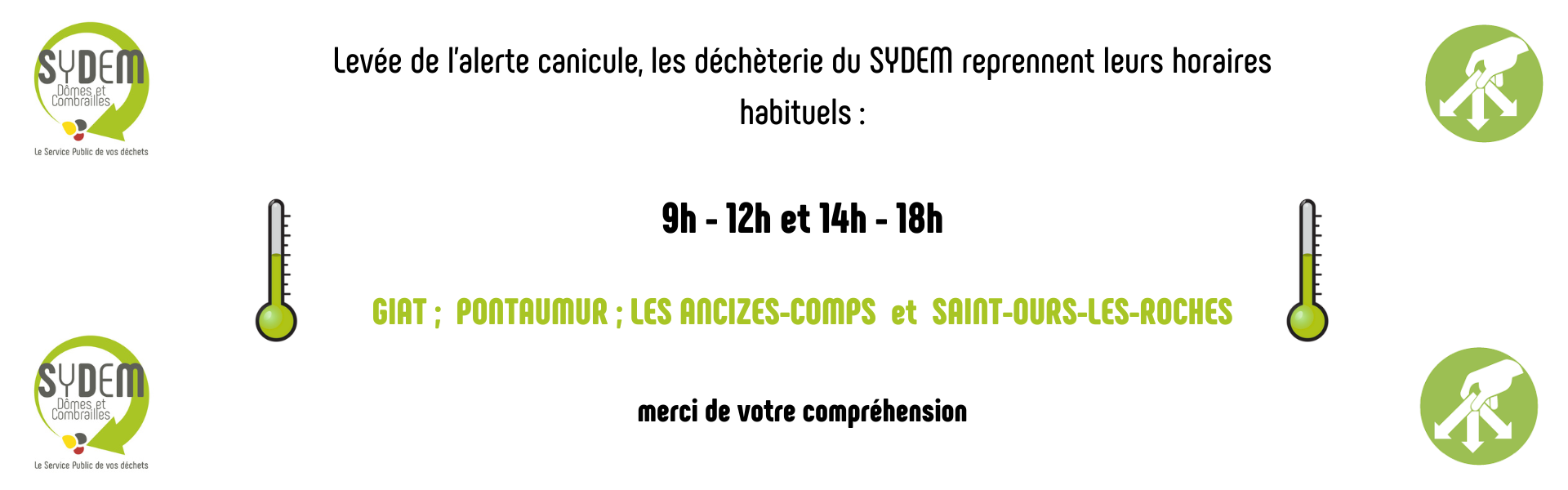 FERMETURE EXCEPTIONNELLE DES DECHETERIES